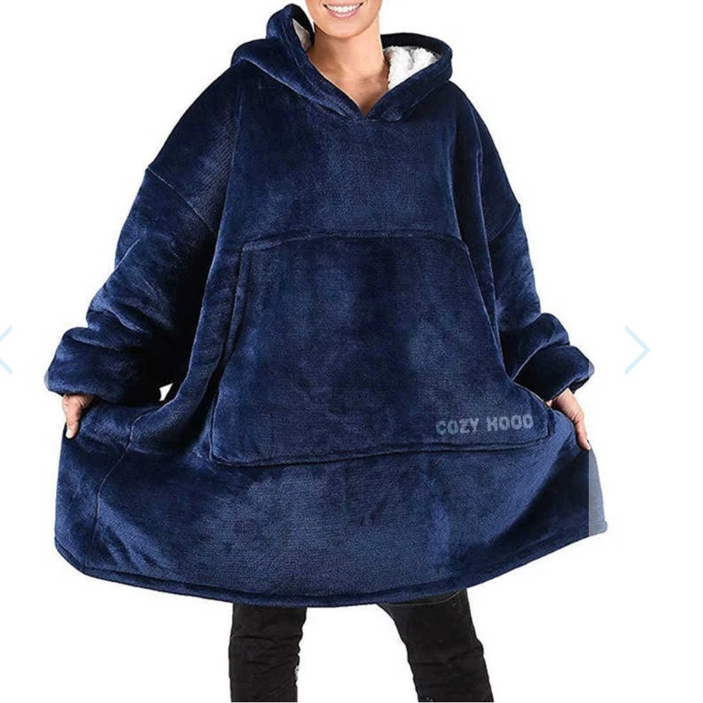 COZY HOOD Sherpa Fleece Lined Hooded Blanket